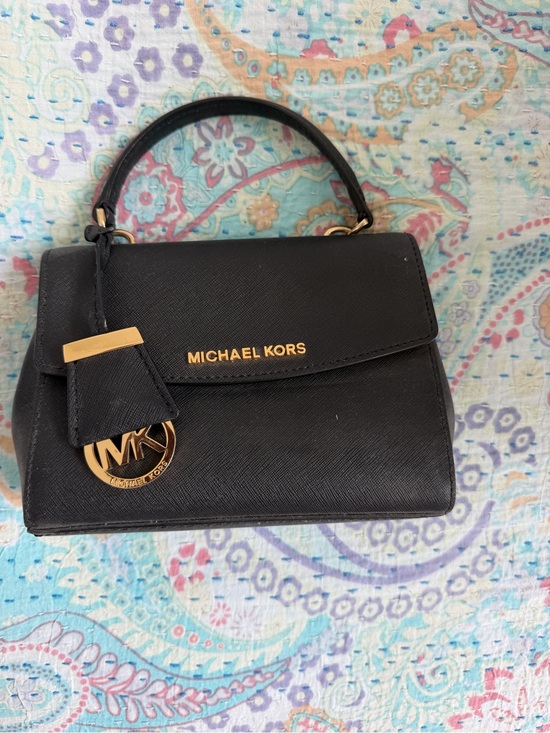 Michael Kors Handbags - Michael Kors Black Mini Saffiano Top-Handle Bag with Gold Hardware